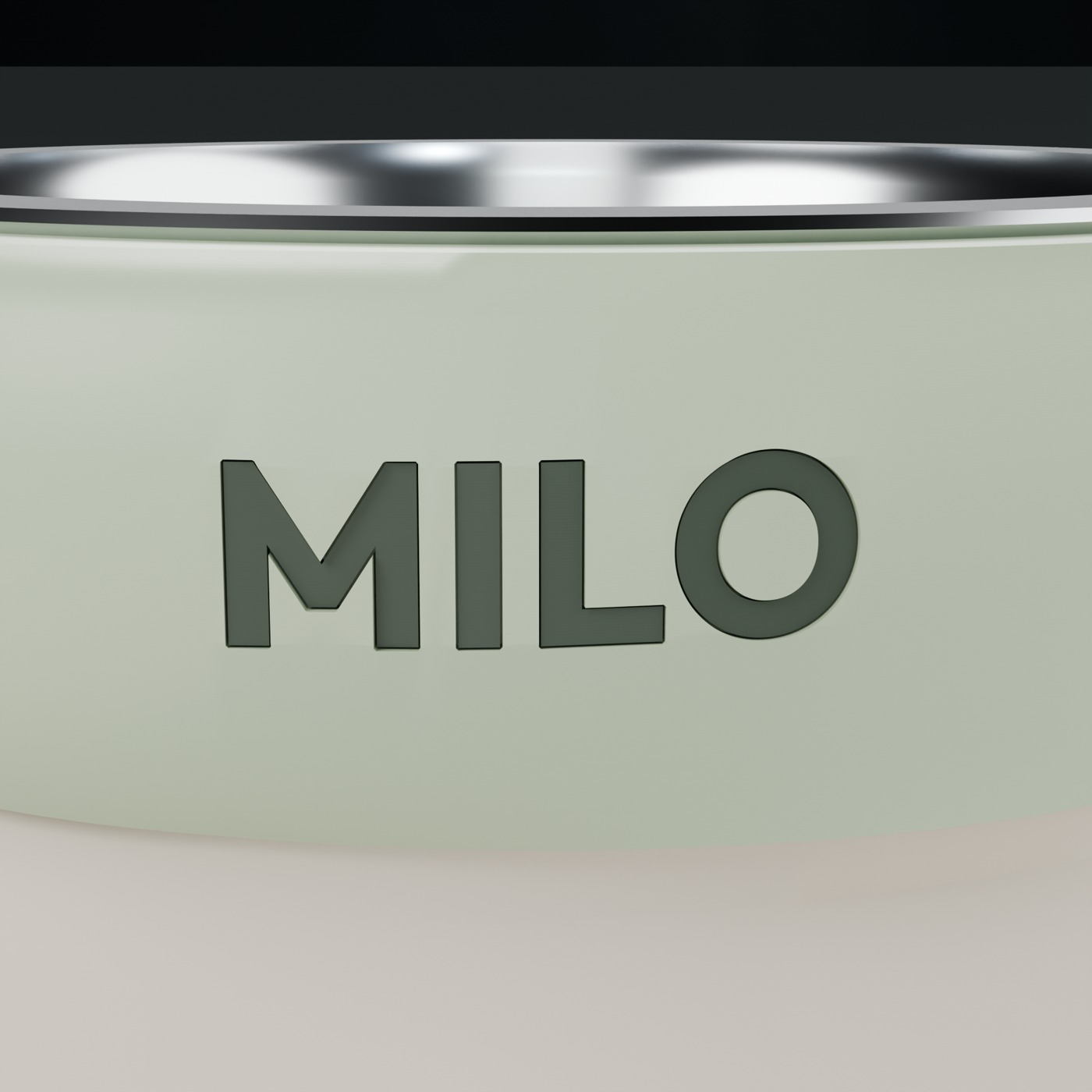 Close-up of the name MILO on a Cairn stand