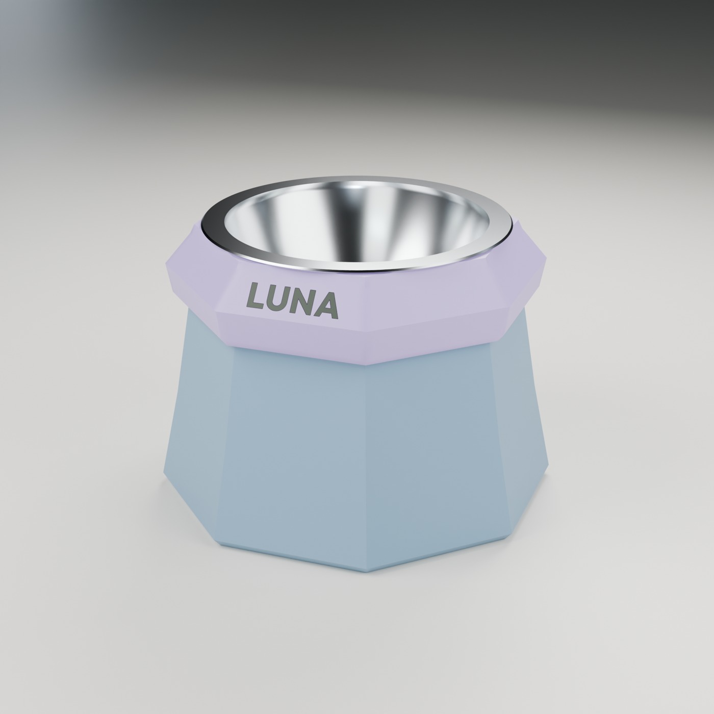 Gem raised bowl stand with the name LUNA